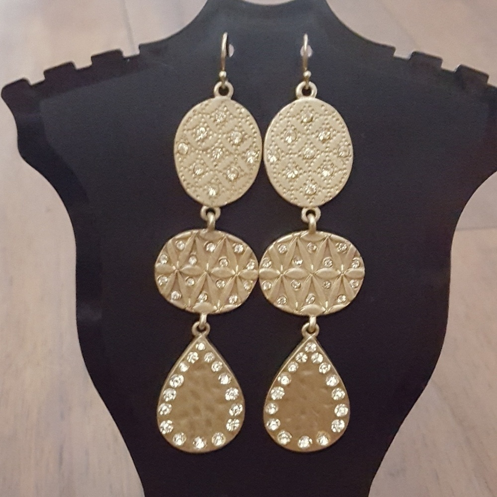 Urban Boutique - Gold & Rhinestone Dangle‎ Earrings